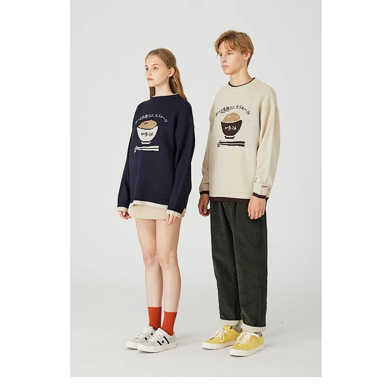 Couple clothing long sleeve casual high quality pullover sweaters for couples women and men intarsia sweater
