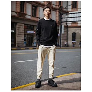 Winter clothes for men knitted crew neck pullover embroidered sweater custom knitted men sweaters
