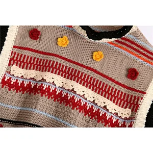 Flower-shaped Texture pullover knitted sweater crop top cable custom cotton knit sweater