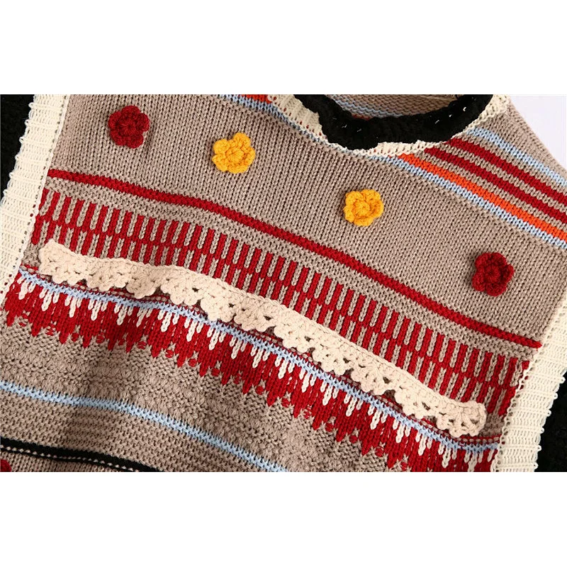 Flower-shaped Texture pullover knitted sweater crop top cable custom cotton knit sweater