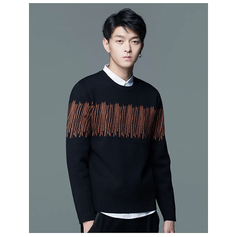 fashion clothes mens black plain sweater warm top designer long sleeve pullover men sweaters
