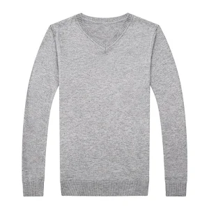 Men Spring Autumn V Neck Knitwear Sweater Soft Cotton Wool Mens Pullover Pure Color men basic Sweaters