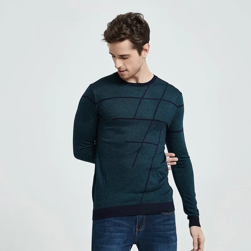 Men O Neck Pullover Sweater knitwear Men Clothes Autumn Pull Homme mens knitted wool Thin Casual Striped Sweaters