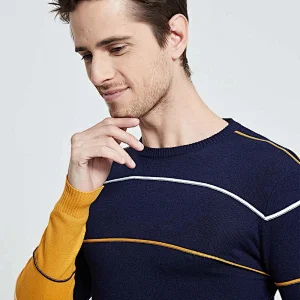 Men Casual O Neck Sweater Pullover Autumn Winter Knitwear mens jumper Striped Cotton Men Jersey Hombre basic Sweaters