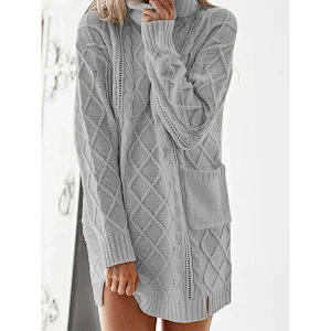 Women clothing turtleneck knit dress women pullover twist sweater mujer apparel in stock