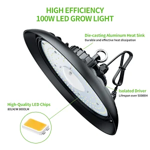 100W Led Grow Light Highbay Round Shape For Indoor Plant Grow