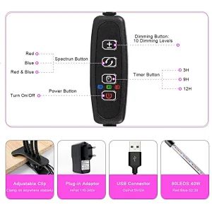 Aurora Best Led Grow Strip Lights Full Spectrum 40W LED Plant Grow Lights