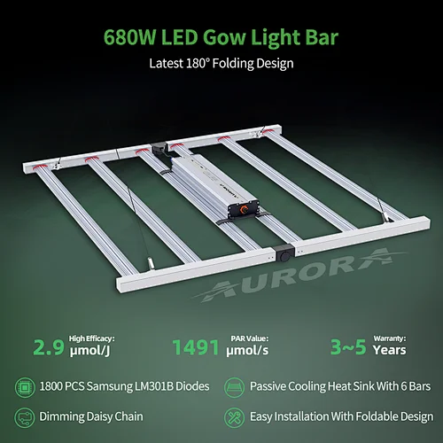 Foldable LED Grow Light Bar New IP65 680W Dimmable Waterproof Full Spectrum LED Grow Bar