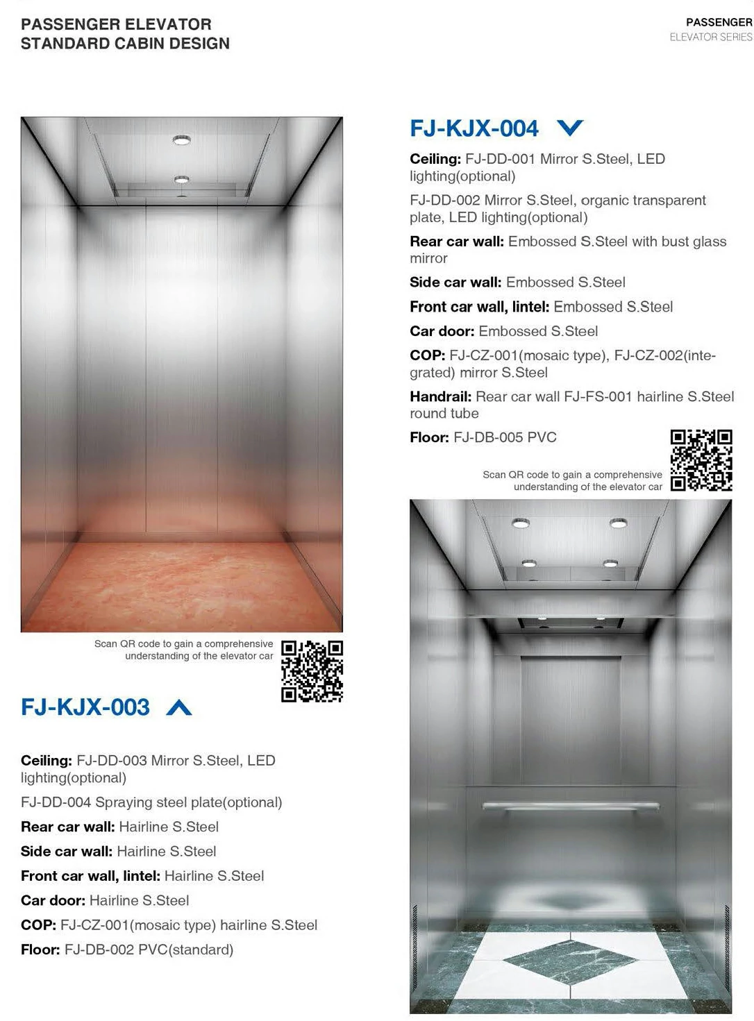 passenger elevator standard cabin design