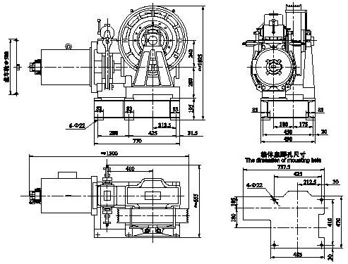 TORINDRIVE Elevator Geared Traction Machine YG240B drawing