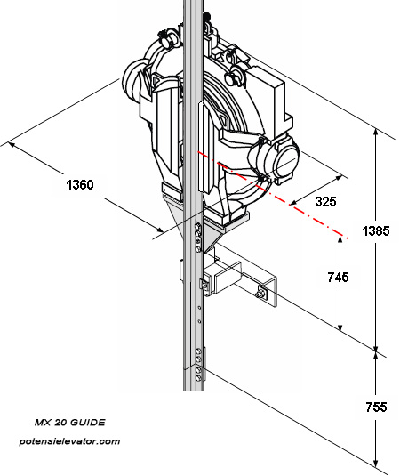 kone traction machine MX20（S Mono） with direction wheel installation drawing