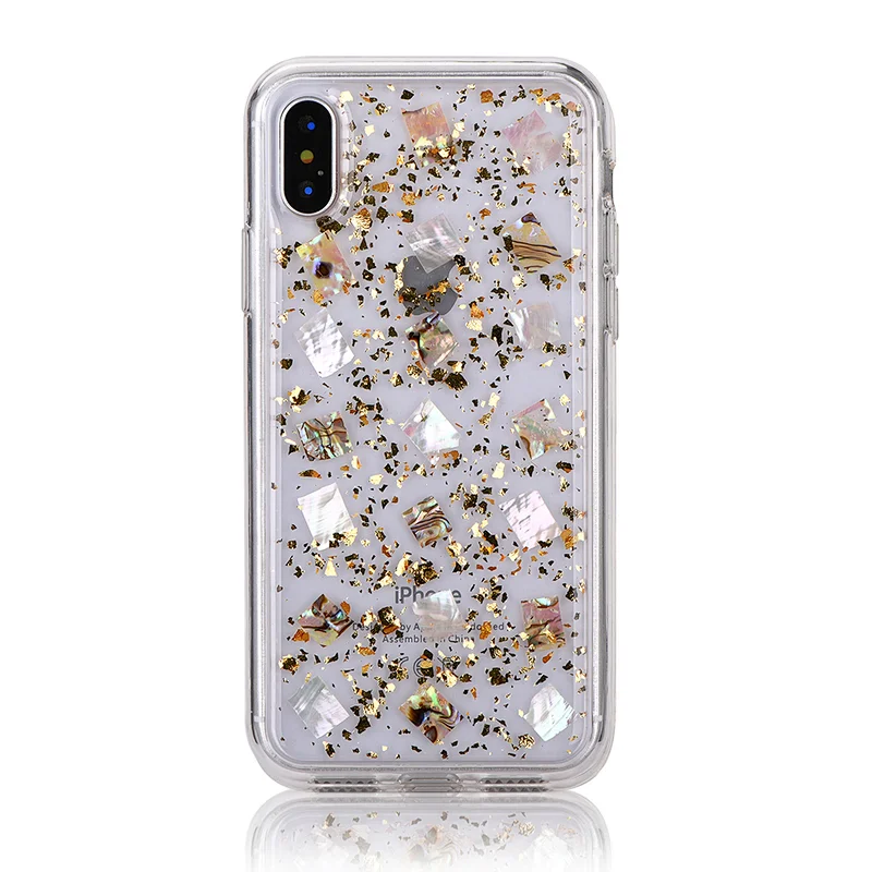 Gold /silver  real conch shell foil shockproof  phone case for Iphone 6 7 8 plus X for Samsung