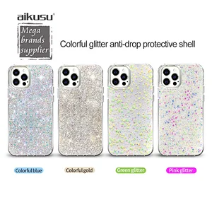 2 in 1 Hybrid PC TPU Shining Brilliant Bling Gillter Phone Case For iPhone 12 Pro Max Luxury Back Cover