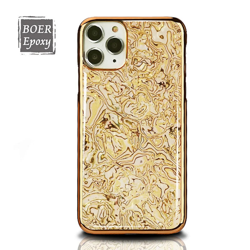 For iPhone 11 trendy phone case conch shell pattern electroplating frame epoxy phone case