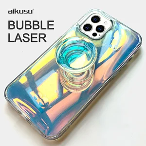 Luxury hologram holographic phone case for iPhone 12 pro max custom epoxy  resin cell phone case bubble for iPhone 11 pro max