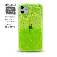 Aikusu Glitter funda para teléfono celular de arenas movedizas para iPhone 12 funda a prueba de golpes para iPhone 12 funda de lujo