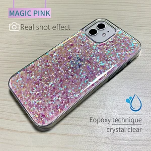 Boer epoxy cases glitter for iPhone 11 case solid epoxy resin glitter for iPhone 12 pro