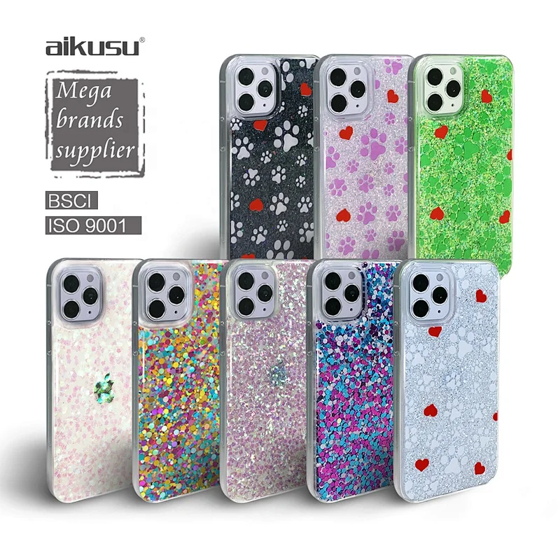 aikusu 2021 new pro max glitter para iPhone 12 estuche con purpurina para iPhone 11 estuche con purpurina para damas