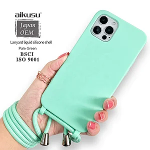 aikusu silicone 1phone 11 phone case with strap for iphone 12 pro