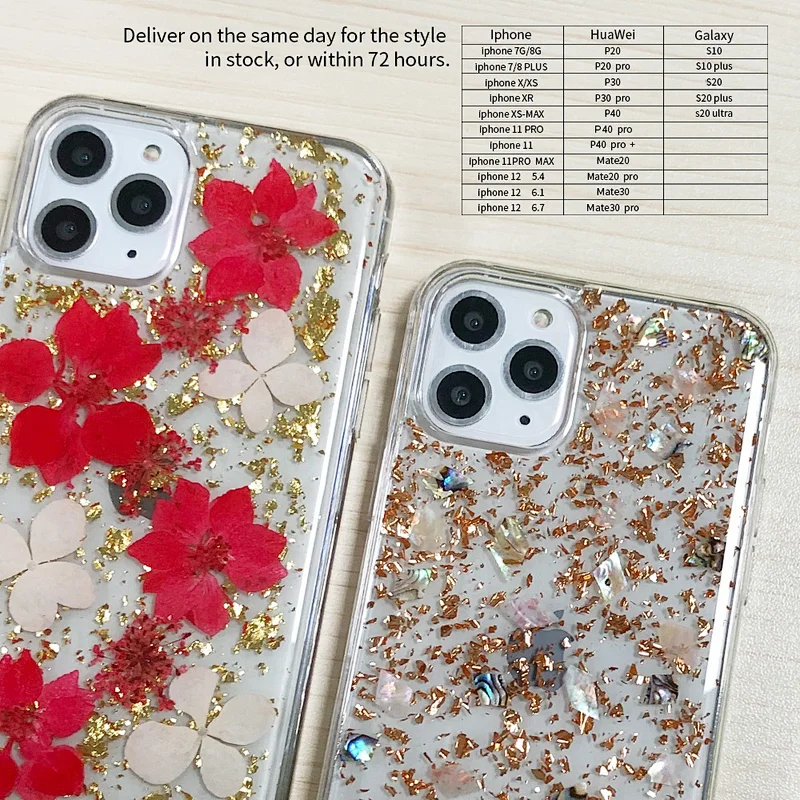 For iPhone 12 SE dried flower case luxury phone cover for iPhone 12 pro max 11 case