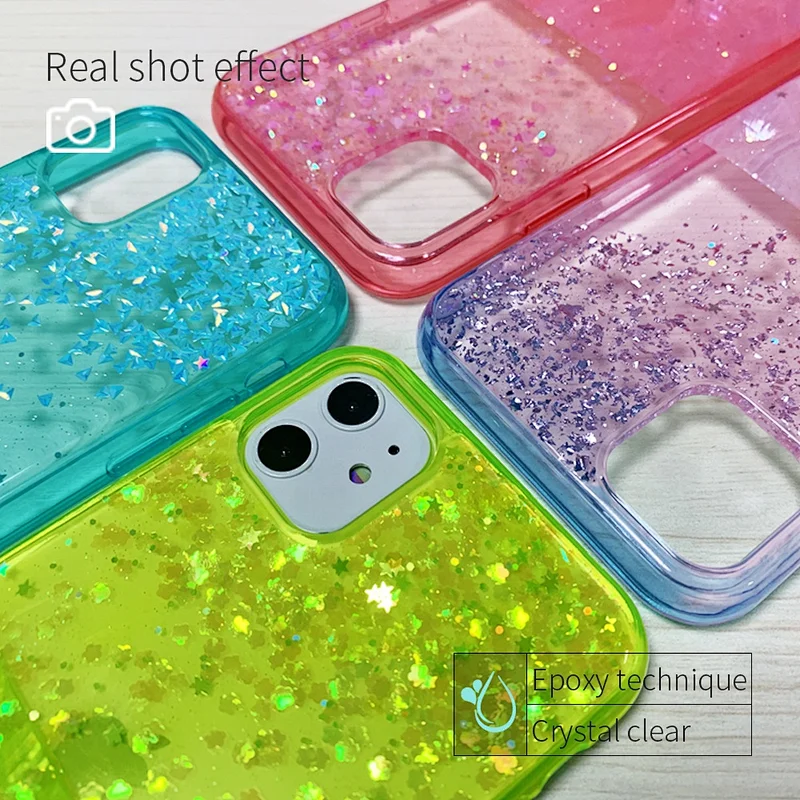 aikusu Glitter quicksand cell phone case for iPhone 12 shockproof case for iPhone 12 case luxury
