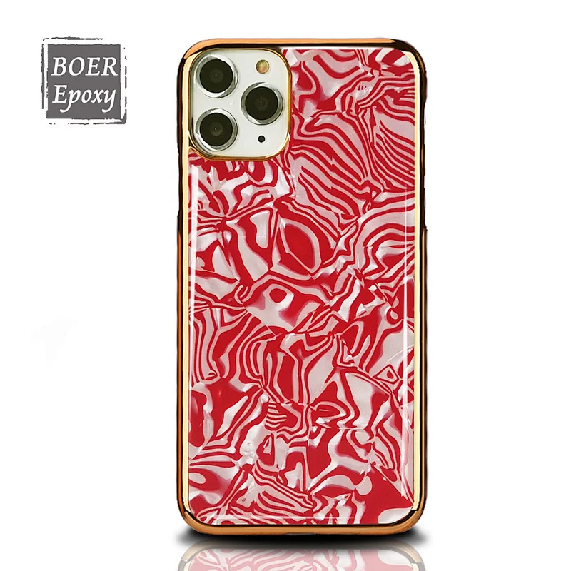 For iPhone 11 trendy phone case conch shell pattern electroplating frame epoxy phone case