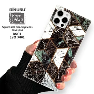 aikusu marble phone case for iphone 12 holographic soft TPU phone cases for iphone 12 pro max square phone case