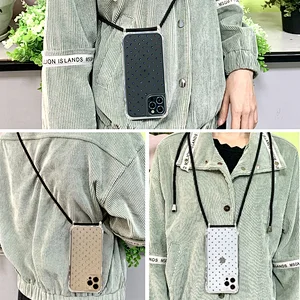 aikusu wrist strap phone case for iphone 12 12 pro max 2021 neck strap phone case