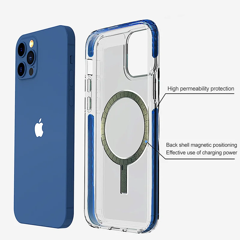 For iphone 12 silicone mag safe case 3 in 1 clear shockproof magsafe case