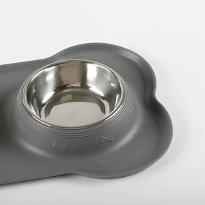 Pet bowls with Silicone Mat-L