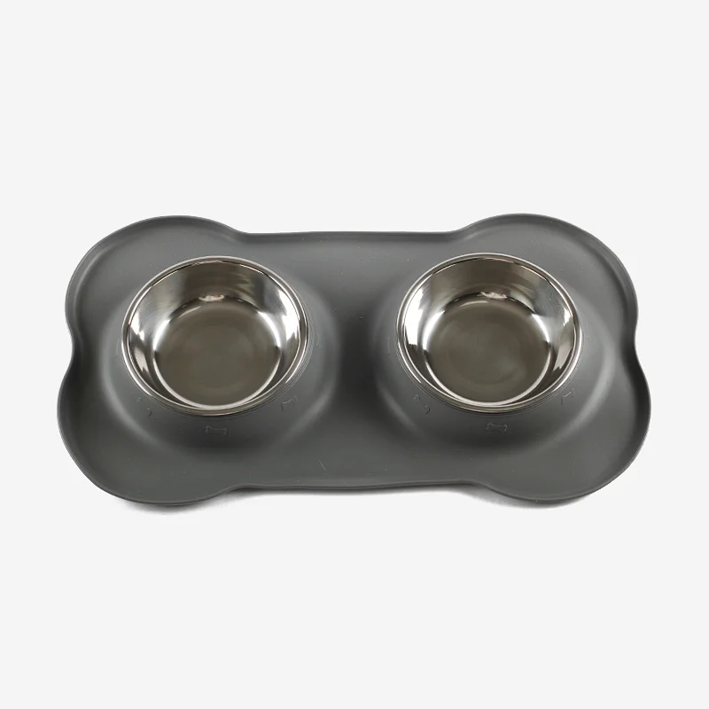 Pet bowls with Silicone Mat-L