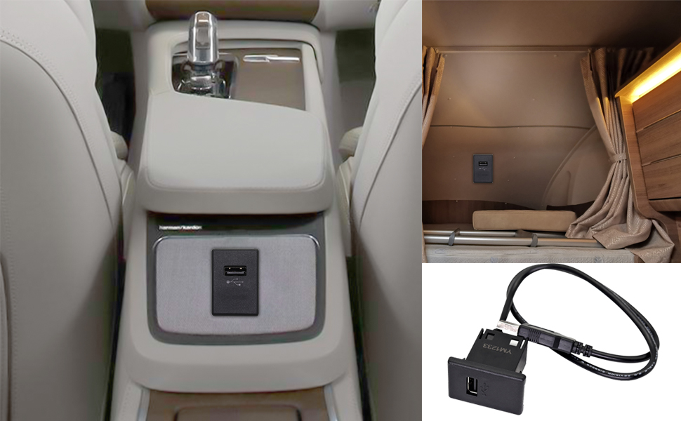 Car USB Extension Socket with Cable and Snap - DAMAVO