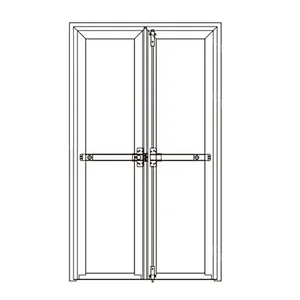 Cleanroom level Durable Aluminum Frame Tempered Glass Floor Spring Hospital Door With SS Handle