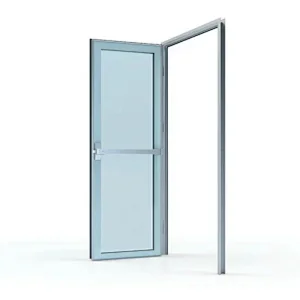 Cleanroom level Durable Aluminum Frame Tempered Glass Floor Spring Hospital Door With SS Handle