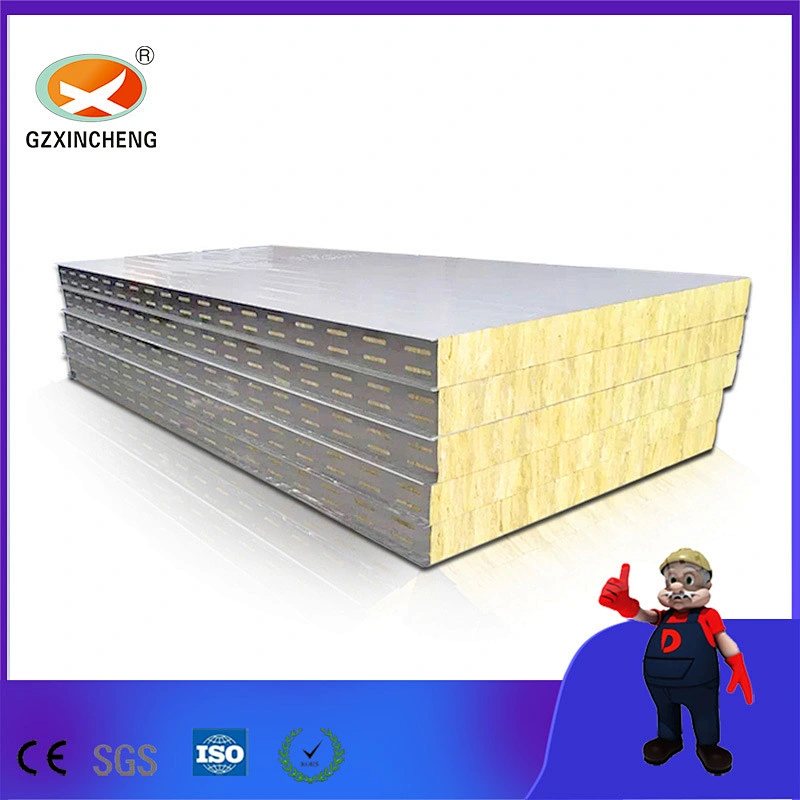Material de construcción de aislamiento de temperatura Panel sándwich de lana de roca para cámara fría del fabricante