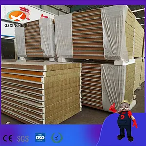 Competitive Price PPGL 50-100mm PU Sealing Rock Wool Sandwich Wall Panels/Plates/Boards/Sheets