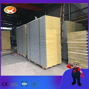 100mm Rock Wool Light Weight Fireproof Sandwich Wall Panel for Prefab Warehouse