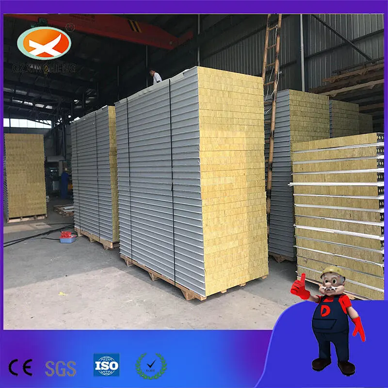 100mm Rock Wool Light Weight Fireproof Sandwich Wall Panel for Prefab Warehouse