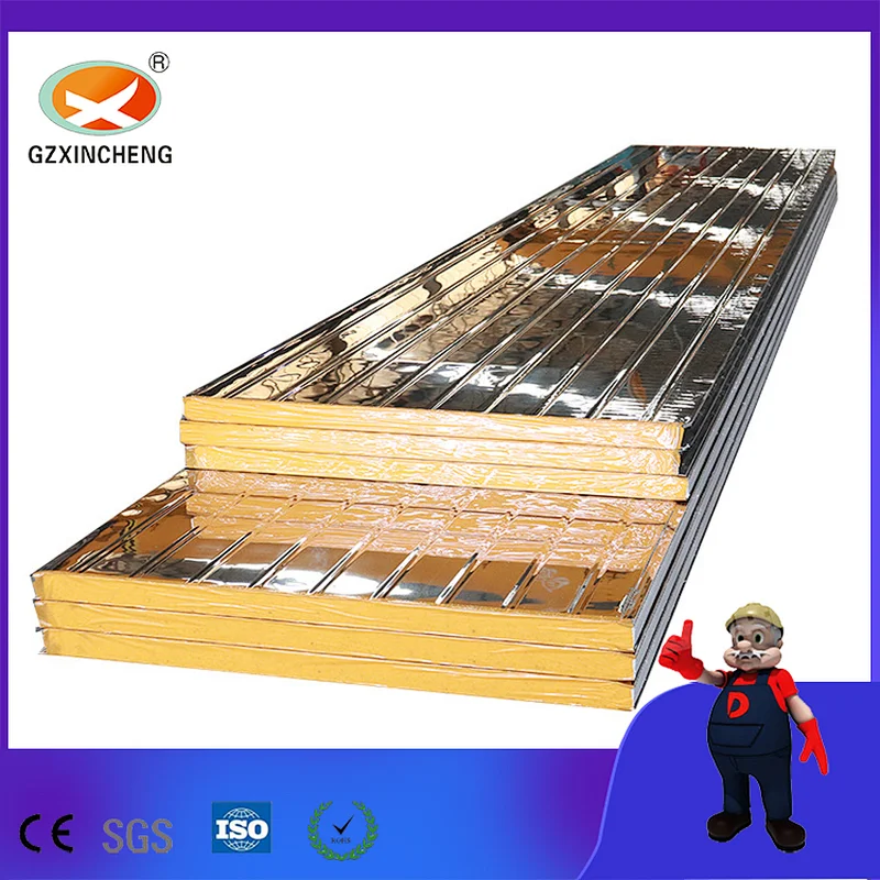 Stainless Steel Insulated Fireproof Rock Wool Sandwich Roof Panel