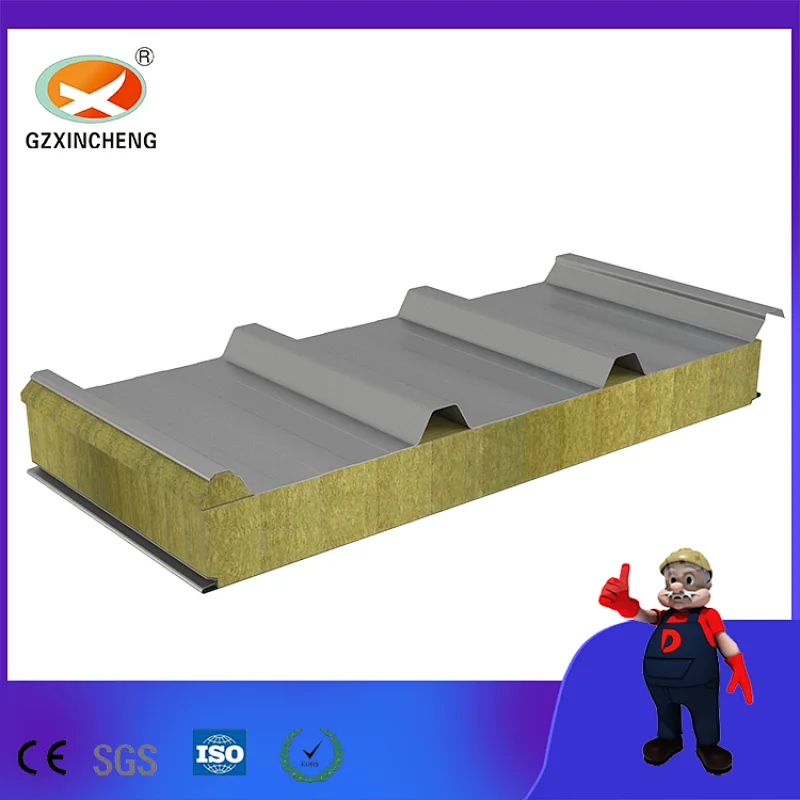 50mm 75mm 100mm Insulated Roof Panels Rock Wool Sandwich Panels
