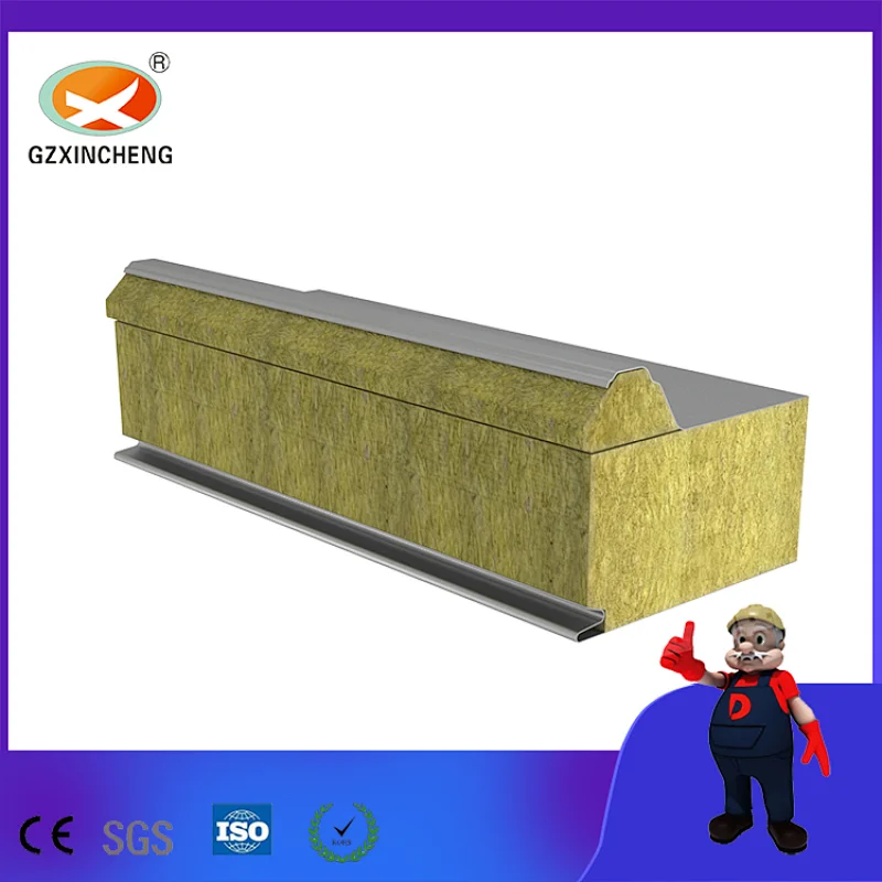 50mm 75mm 100mm Insulated Roof Panels Rock Wool Sandwich Panels