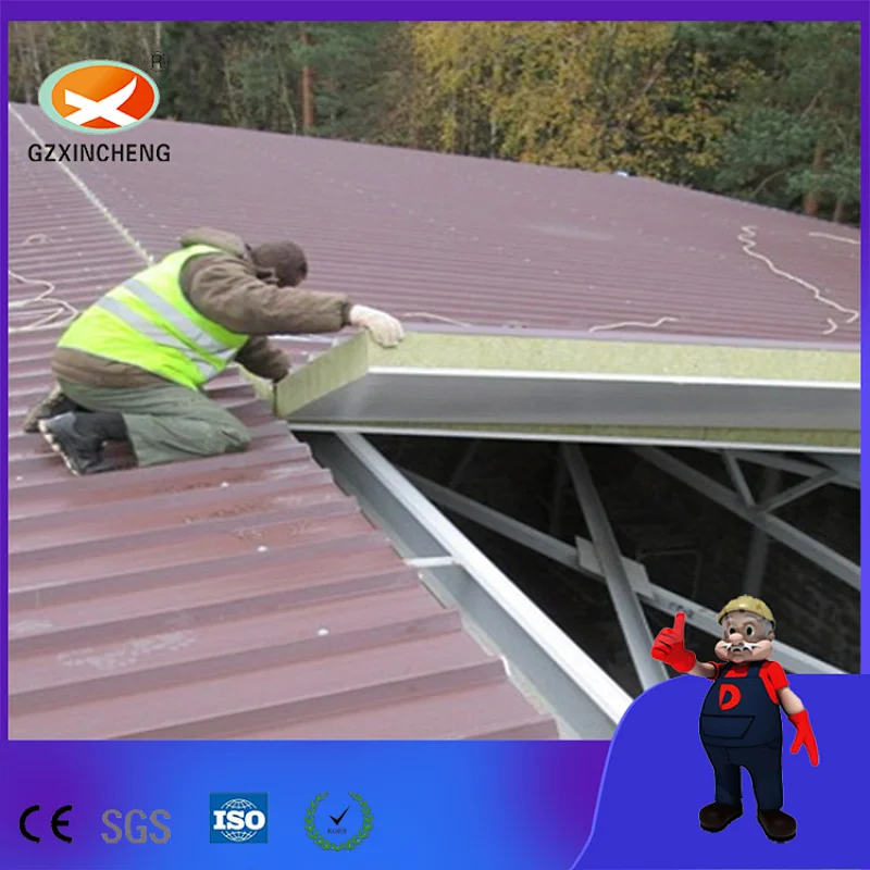 High Density Rock Wool  Insulated Roof Wall Sandwich Panel