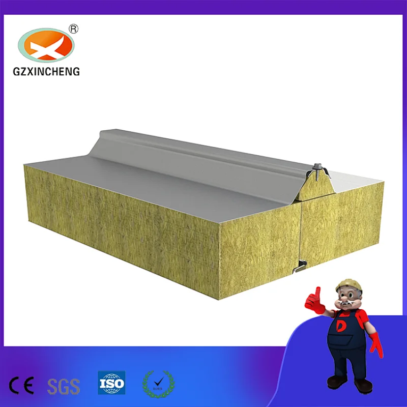 50mm 75mm 100mm Insulated Roof Panels Rock Wool Sandwich Panels