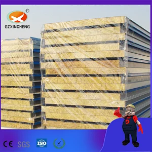 50mm/75mm/100mm Best Price Rock Wool Sandwich Panel for Prefab House