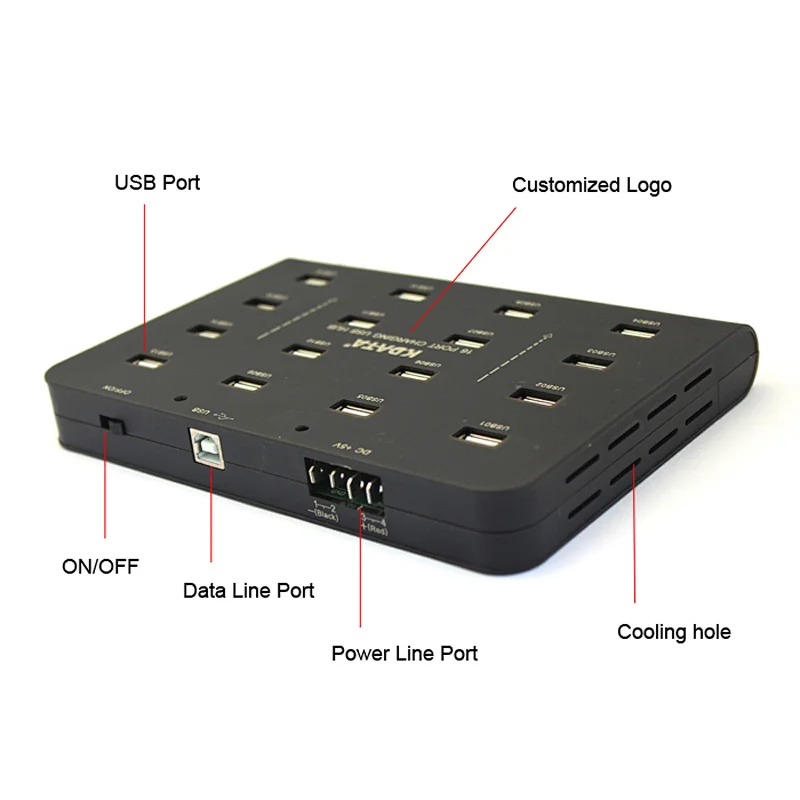16 Port USB2.0 Charge HUB 5V40A