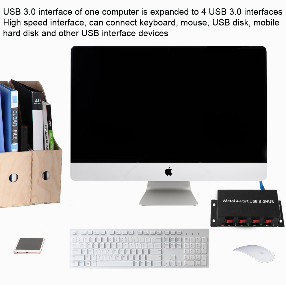 Shenzhen Factory USB Hub 3.0 with Control Switch Charging Dock Station 4 Port USB3.0 HUB for Laptop Computer