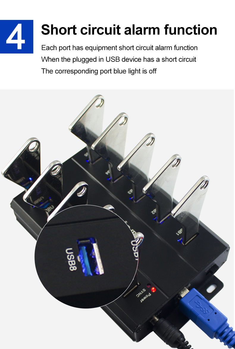 Wholesale Industrial 10 Ports USB3.0 Hub Adapter Docking Station for Furnitures