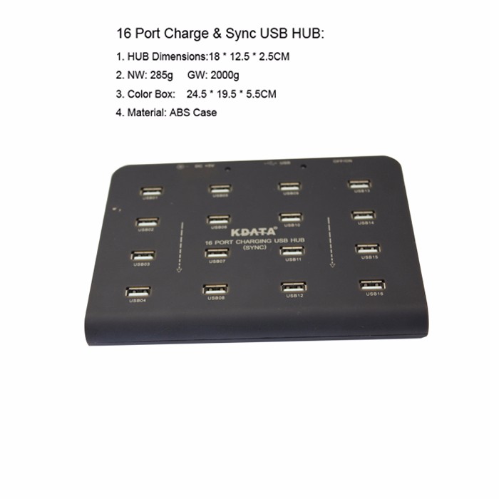 Hot Selling Charge and Sync 16 Port HUB with Good Quality USB 2.0 Man Smart HUB Charging