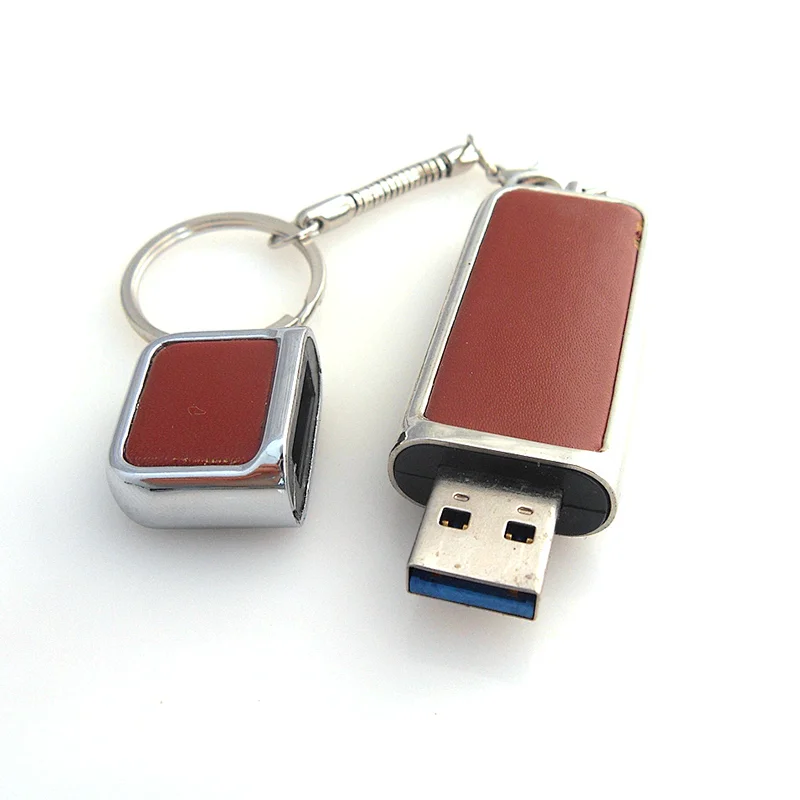 Leather Disk on Key Logo Leather 64GB USB Flash Drive