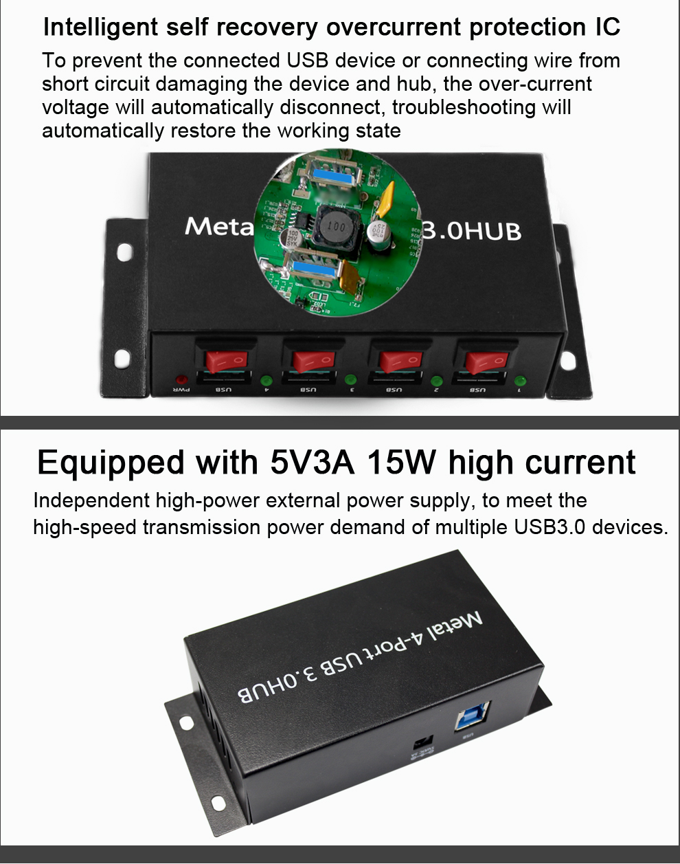 Shenzhen Factory USB Hub 3.0 with Control Switch Charging Dock Station 4 Port USB3.0 HUB for Laptop Computer